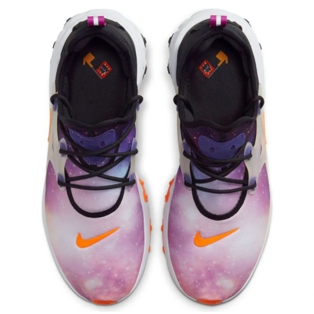 NIKE React Presto Print Big Kids' Shoes Black-Total Orange Tennis Shoes Sneakers